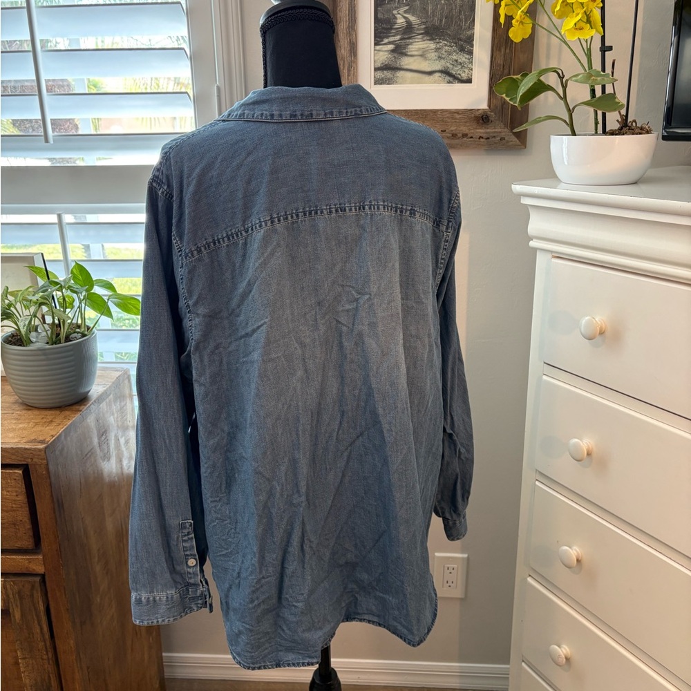 J. Jill Blue Denim Button-Up Shirt, 2X - Picture 3 of 13